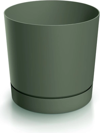 Cache-pot avec soucoupe TUBO P 33,8 cm vert foncé