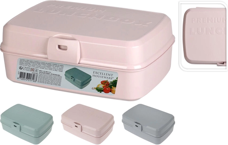 Boîte à goûter avec fermeture à clip 21 × 15 × 8,5 cm, assortiment de couleurs