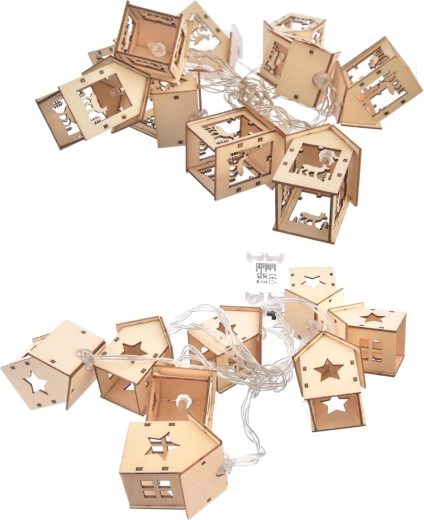Guirlande lumineuse LED décorative avec motif en bois 150 cm, 10 LED (2 variantes)