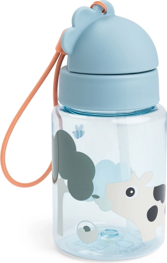 Biberon avec paille Done by Deer Tiny farm bleu 280 ml