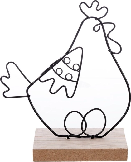 Poule décorative en bois et métal 13,5 cm