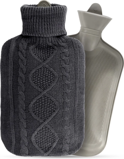 Bouillotte avec housse tricotée grise 2 l
