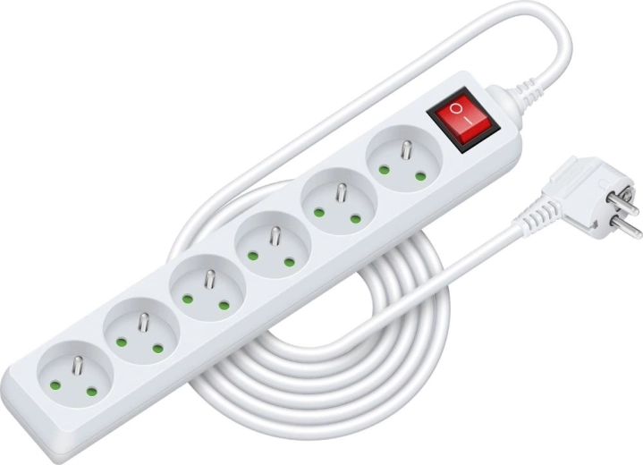 Rallonge électrique avec interrupteur RETLUX, 5 m, 6 prises