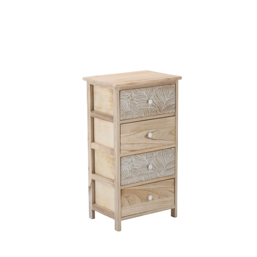 Bois naturel de paulownia et décor de feuilles