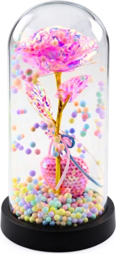 Rose romantique sous cloche protectrice