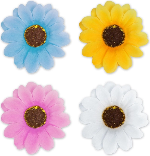 Fleurs décoratives de jardin avec pince, 7,5 cm, 4 pièces