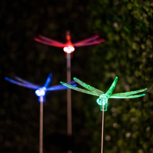 Lampe LED RGB solaire en forme de libellule