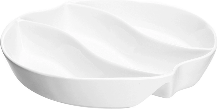 Assiette de service compartimentée en porcelaine 25 cm, 3 compartiments