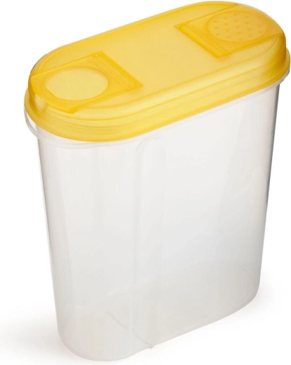 Boîte en plastique pour aliments secs 2 L avec couvercle doseur, ovale