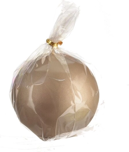 Bougie décorative mate en forme de boule couleur champagne 8 cm