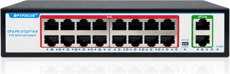 Switch PoE Renew Force avec 16 ports PoE et 2 ports uplink