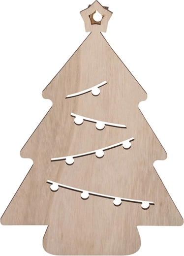 Solight décoration murale LED en bois en forme de sapin de Noël, 30 cm - 1 pièce