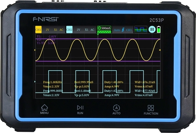 Oscilloscope portable FNIRSI 2C53P 3 en 1 avec écran tactile 4,3"