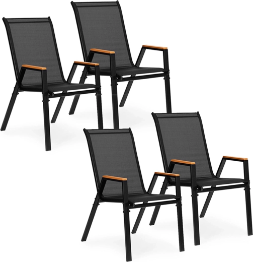 Lot de 4 chaises de jardin MultiGarden pour terrasse et balcon, noir