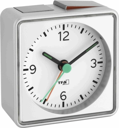 TFA Push, réveil analogique à fonctionnement silencieux, argenté