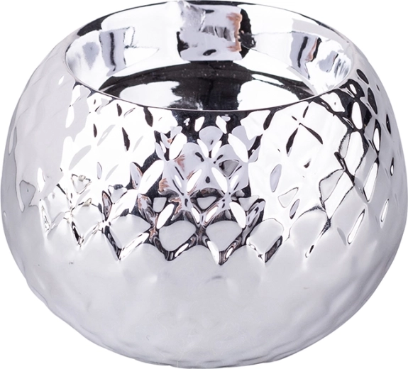 Bougeoir en porcelaine avec décor en relief et accent argenté