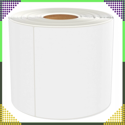 Étiquettes thermiques autocollantes 100 × 150 mm, blanches, 500 étiquettes par rouleau, perforation