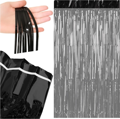 Rideau décoratif à franges RUHHY noir 100 × 200 cm