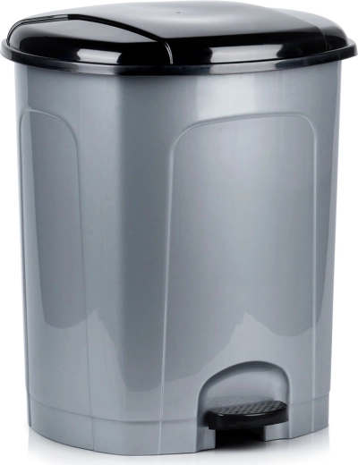 Poubelle à pédale en plastique 50 l, grise