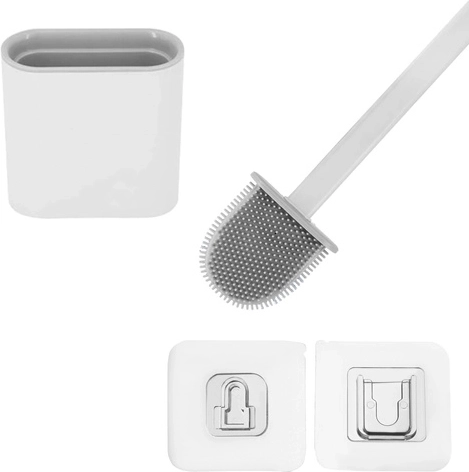 Brosse WC en silicone Ruhhy slim avec support hygiénique