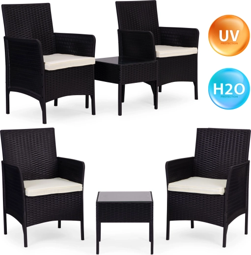 Ensemble de jardin MultiGarden avec 2 fauteuils et table avec plateau en verre trempé