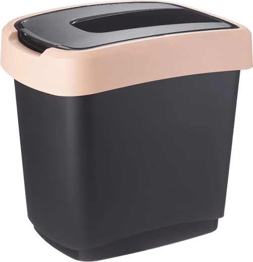 Poubelle de tri avec couvercle basculant 15 l noir/marron pastel