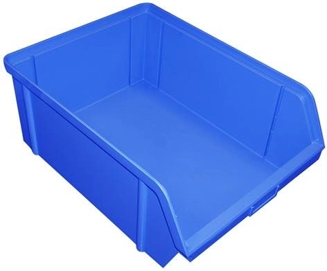 Bac de rangement biseauté 300 × 200 × 142 mm, plastique, bleu, capacité 20 kg