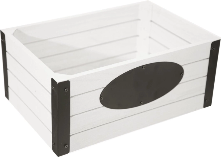 Caisse Rustic en bois et métal 30 × 20 × 13 cm