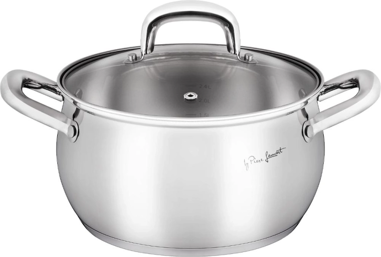 Casserole en acier inoxydable Lamart Shape avec couvercle, 2,4 l