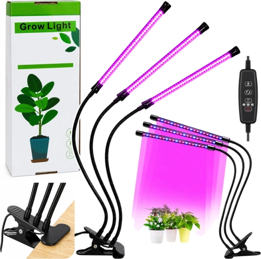 Lampe de culture LED pour plantes 30 W avec 3 modules et clip