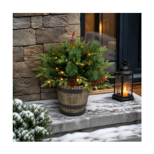 Décoration LED de Noël – composition dans un cache-pot de 60 cm