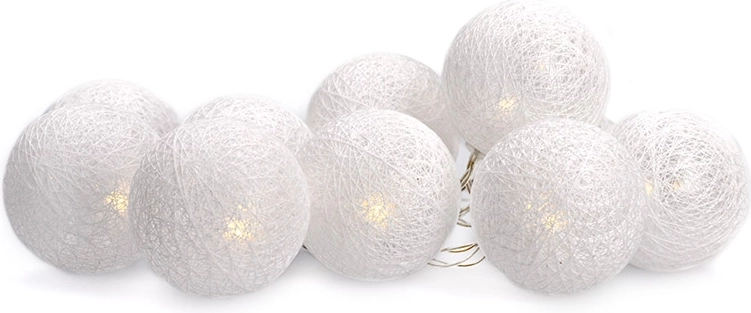 Solight guirlande lumineuse de Noël à LED avec boules en coton, 10 LED, 1,5 m, blanc chaud, à piles