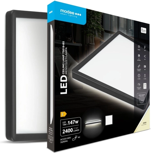 Plafonnier LED carré Modee TS018-BS 18 W 4000 K 2400 lm