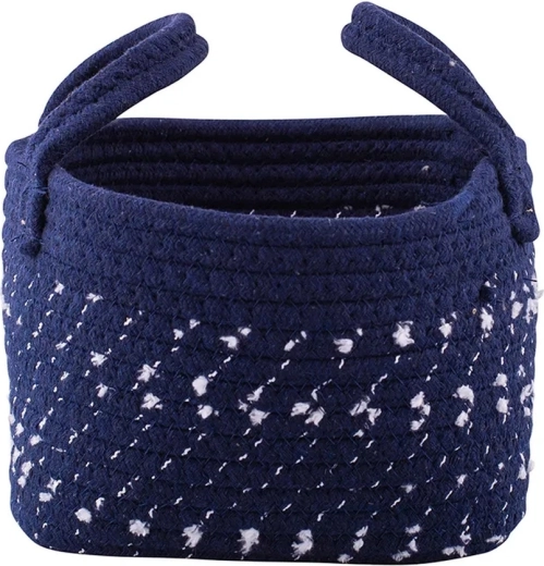 Panier de rangement tressé bleu marine 19 × 19 × 14 cm