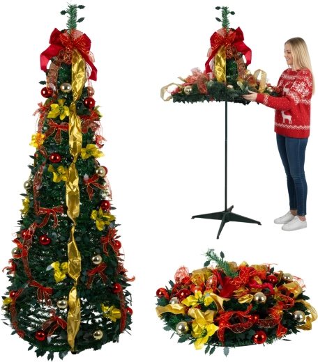 Sapin de Noël artificiel pliable Ruhhy avec décorations 180 cm - 1 pièce