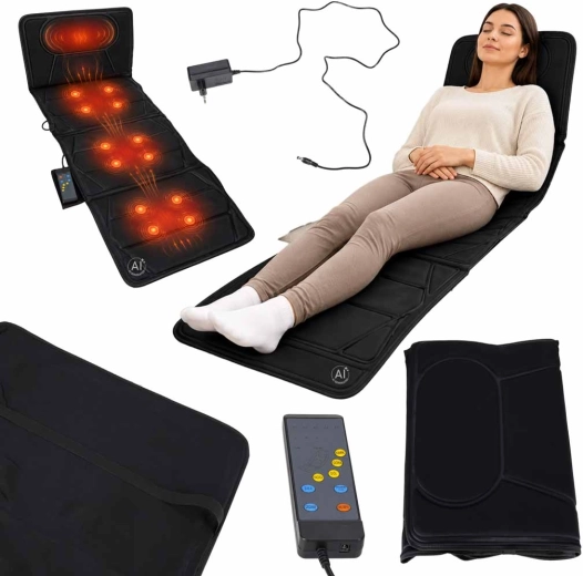 Tapis de massage vibrant chauffant pour le dos et le corps avec télécommande