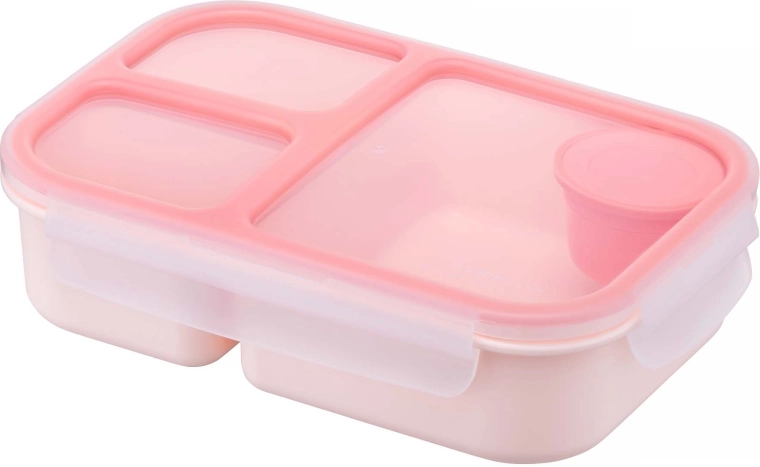 Boîte alimentaire avec 3 compartiments 1,5 l rose en plastique - 1 pièce