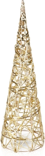 Sapin de Noël lumineux en forme de cône doré, 40 cm, 20 LED