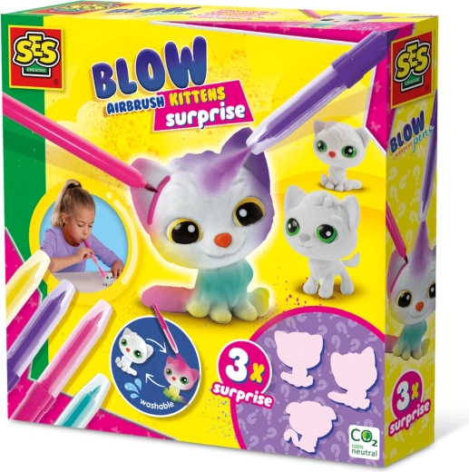 Feutres à souffler – 3 chatons kit créatif