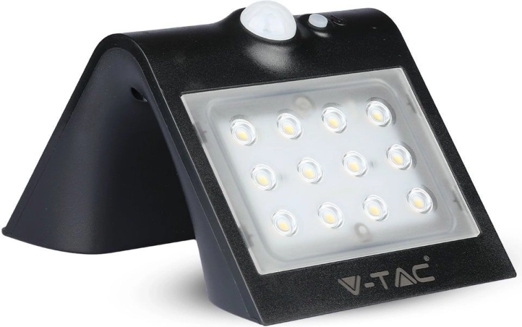 Applique murale LED solaire 1,5 W, noire – V-TAC