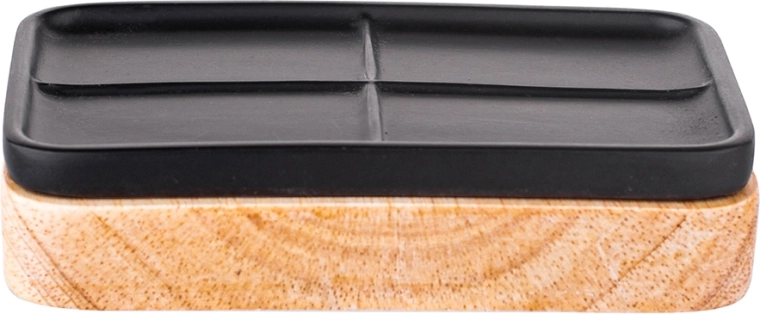 Porte-savon en polyresine avec base en bois 12,5 × 8 × 2 cm