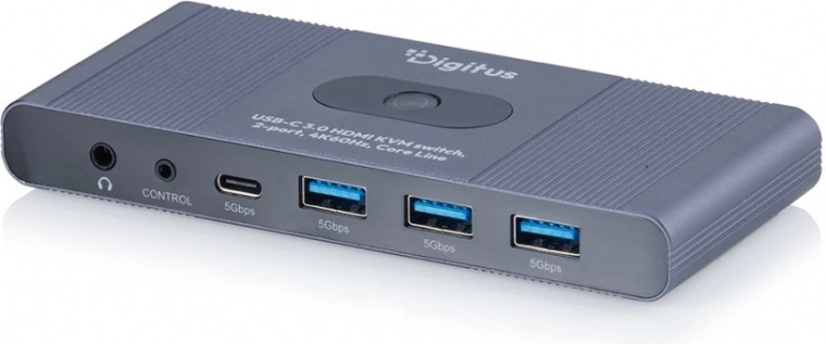 Commutateur KVM Digitus HDMI 2×1 4K 60 Hz avec USB 3.0 et audio (gamme Core) - 1 pièce