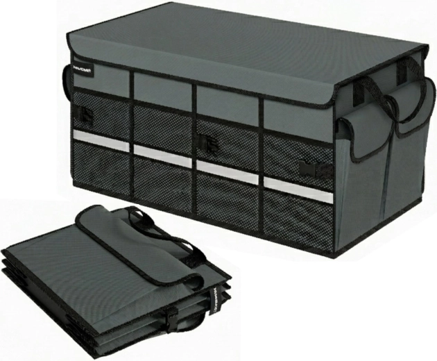 Organiseur de coffre de voiture pliable antidérapant Bauerkraft gris