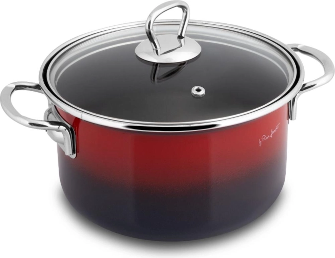 Casserole en émail Lamart avec couvercle 18 cm