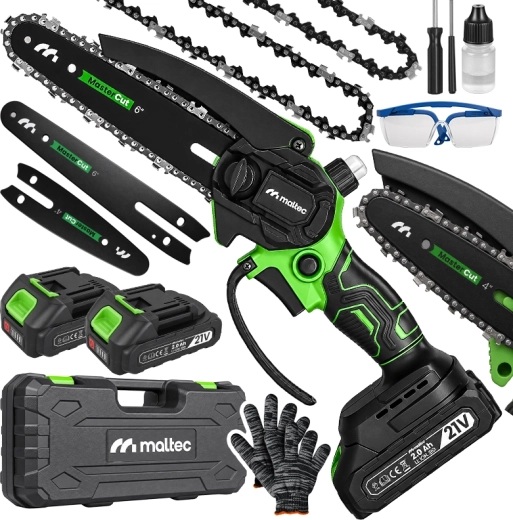 Tronçonneuse à chaîne sans fil MalTec MasterCut 800 W, guides 4" et 6" - 1 pièce