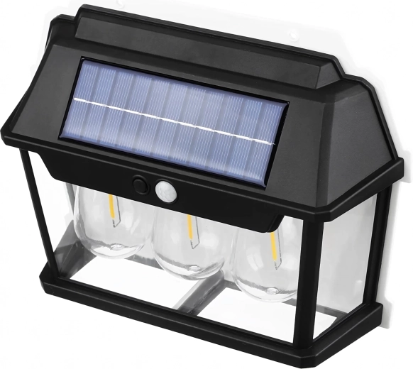 Applique murale solaire extérieure avec détecteur de mouvement – lanterne LED triple