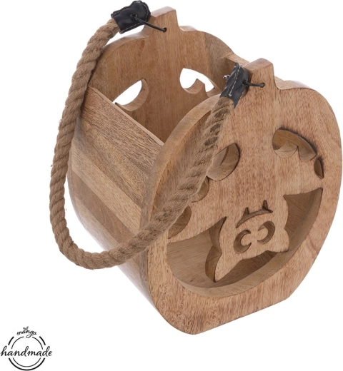 Bougeoir en bois de manguier avec motif chauve-souris
