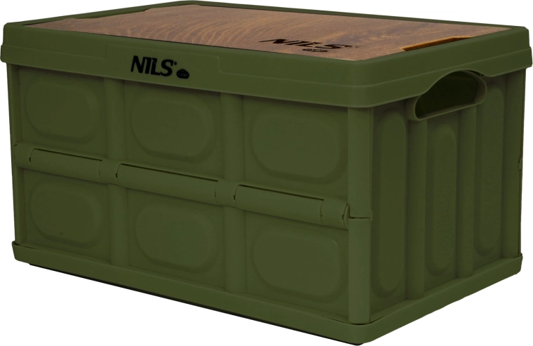 Caisse pliante avec couvercle en bois 2-en-1 9 l vert