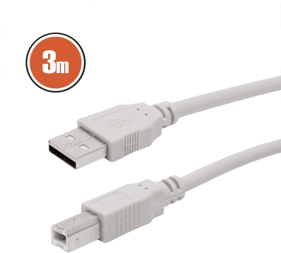 Câble USB 2.0 A–B, 3 m, gris