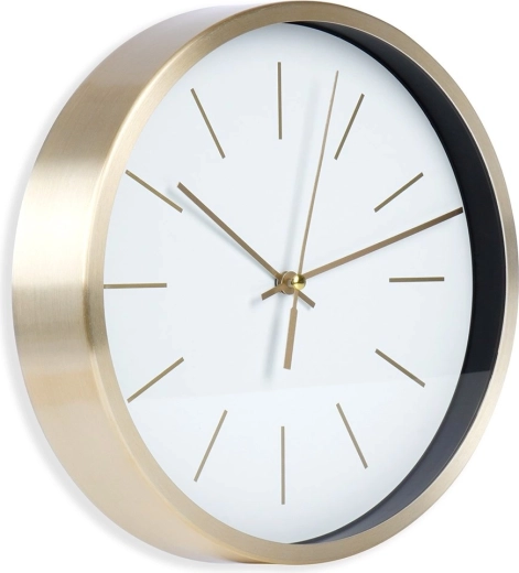 Horloge murale avec cadre doré de 25 cm – Blanc avec doré